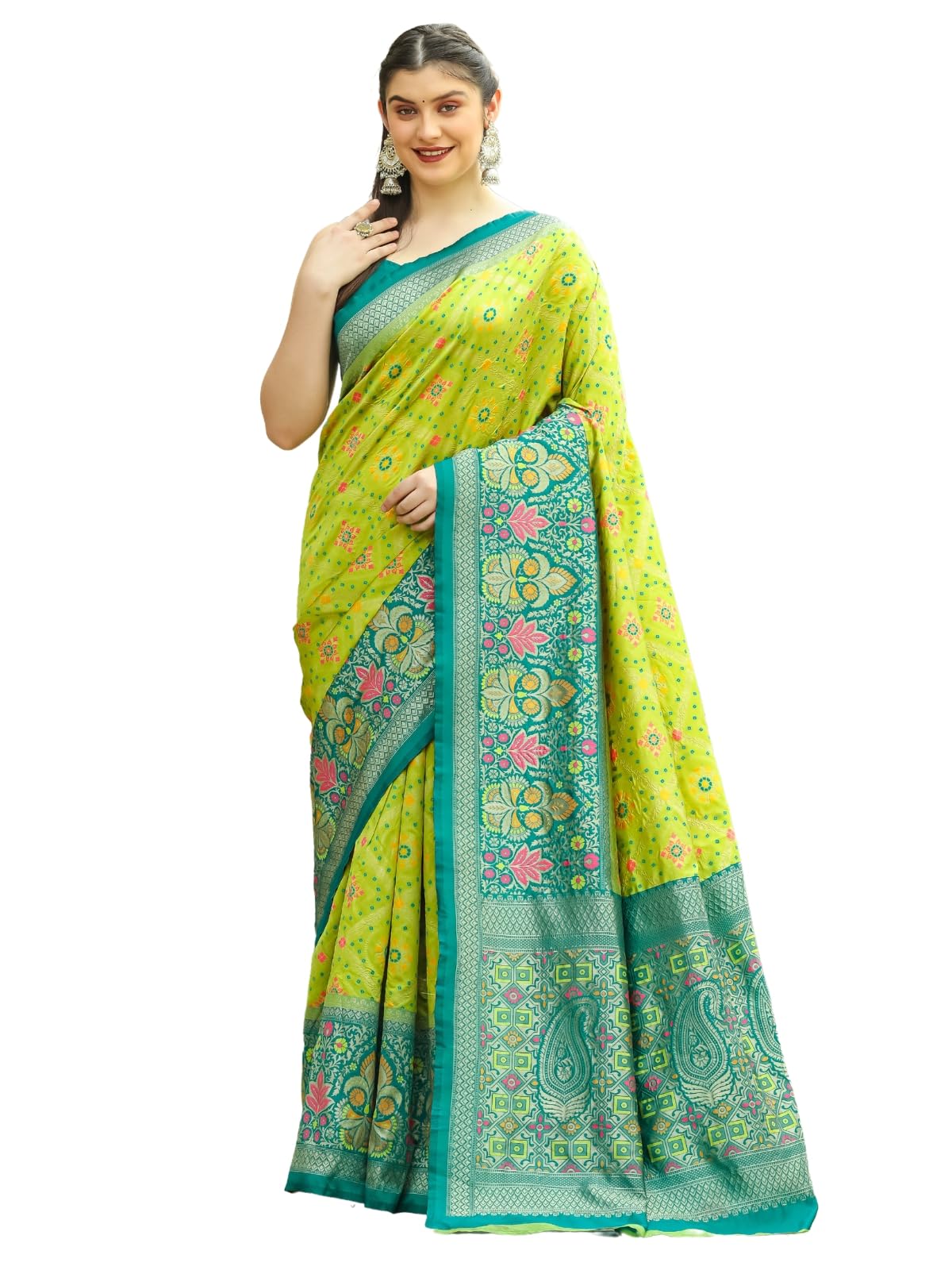 Leriya Fashion Women's Trendy Kanjivaram Soft Lichi Silk Saree With Blouse Piece (Green)