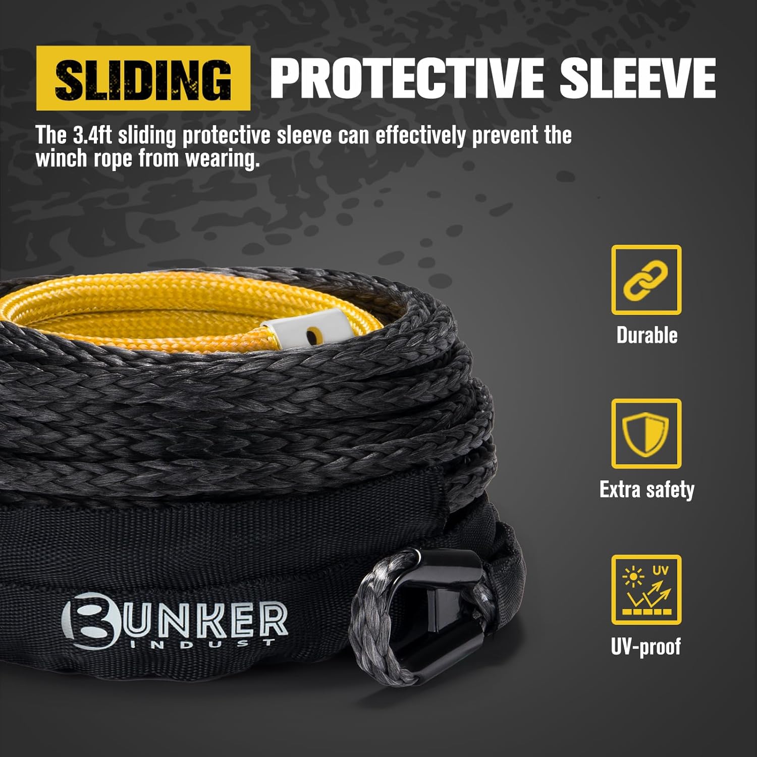 BUNKER INDUST Towing Winch Mounts 2" Receiver Hitch Winch Cradle Mounting Plate Universal Winch Mount Bracket + 1/4" x 50' 9500LBS Synthetic Winch Rope