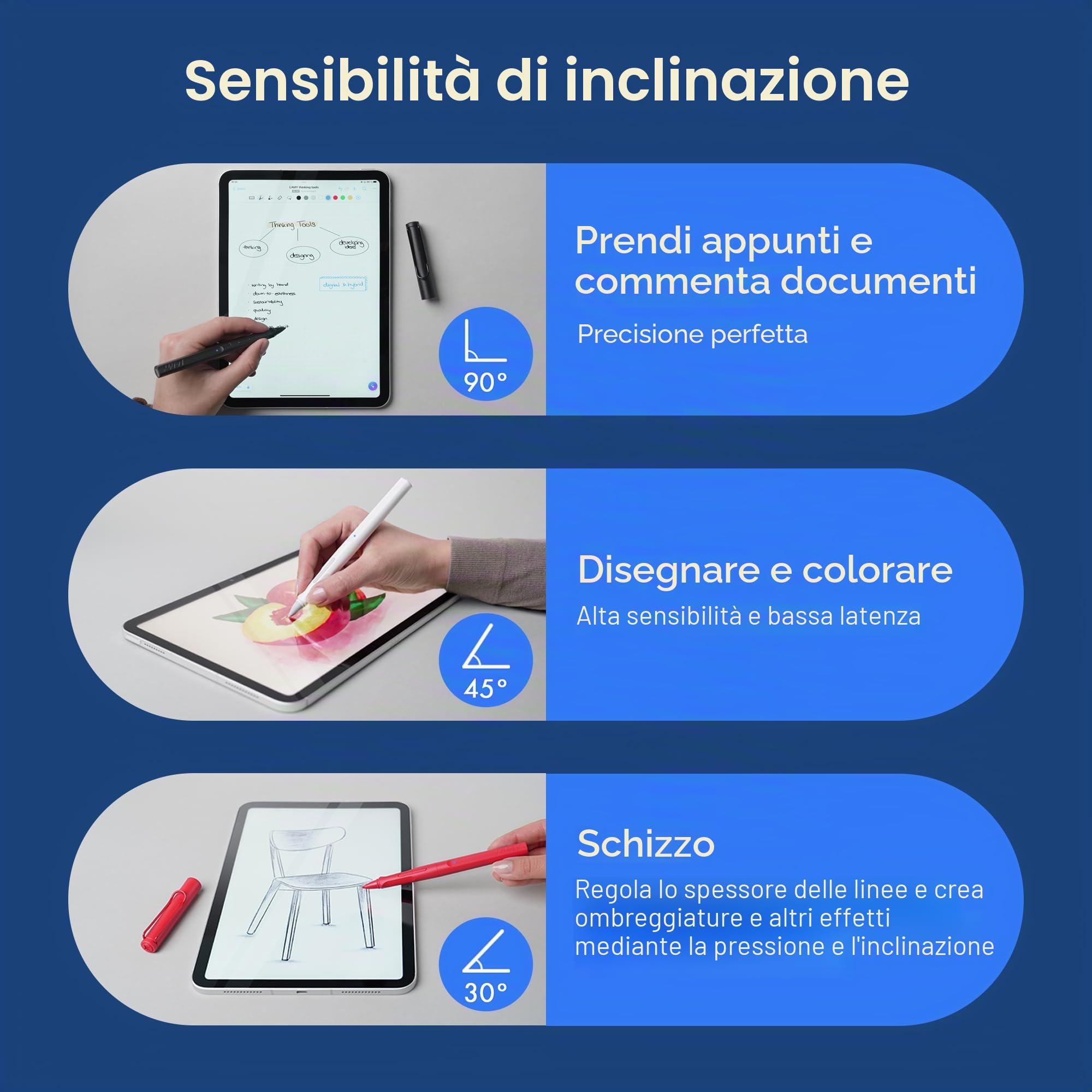 LAMY safari note+ steel black penna iPad - rifiuto del palmo, sensibilità all'inclinazione & impugnatura ergonomica - compatibile con modelli di iPad - durata della batteria ricaricabile fino a 10 ore