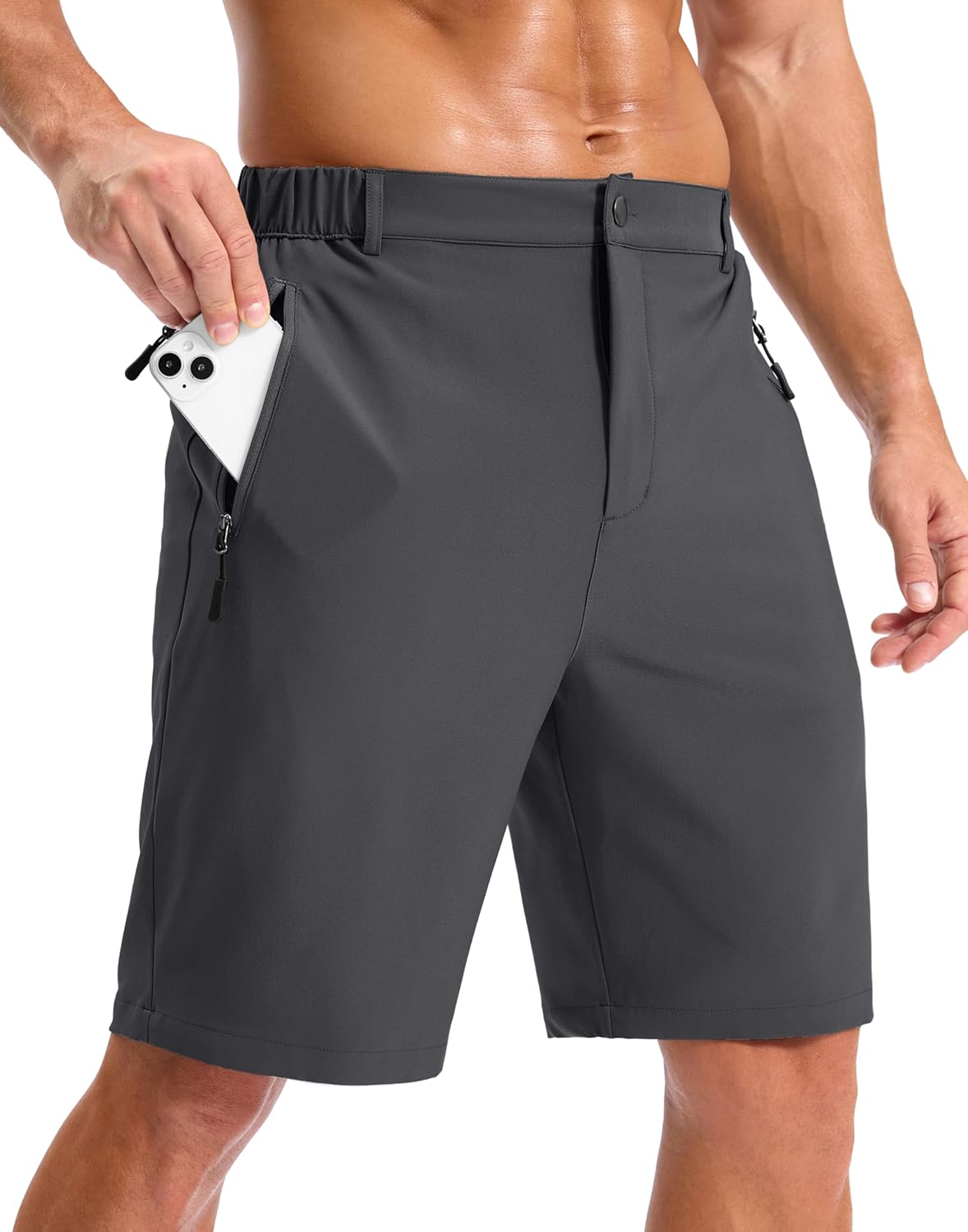Pudolla Mens Hiking Shorts 5"/7"/9" Lightweight Quick Dry Casual Golf Shorts for Men Work Fishing with 3 Zipper Pockets