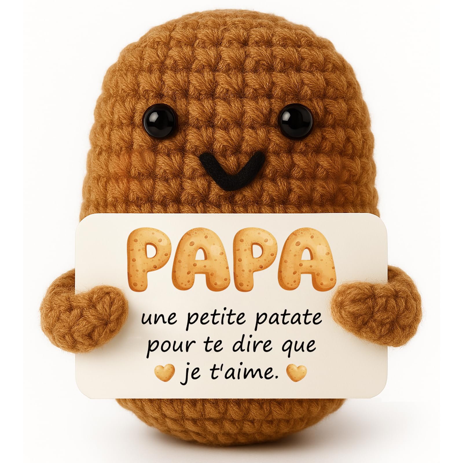 Tixlux Cadeau Papa, Cadeau Anniversaire Papounet, Pomme de Terre Positive Fait Main, Cadeau pour Remonter Le Moral, Bon Rétablissement, Décoration Bureau Maison