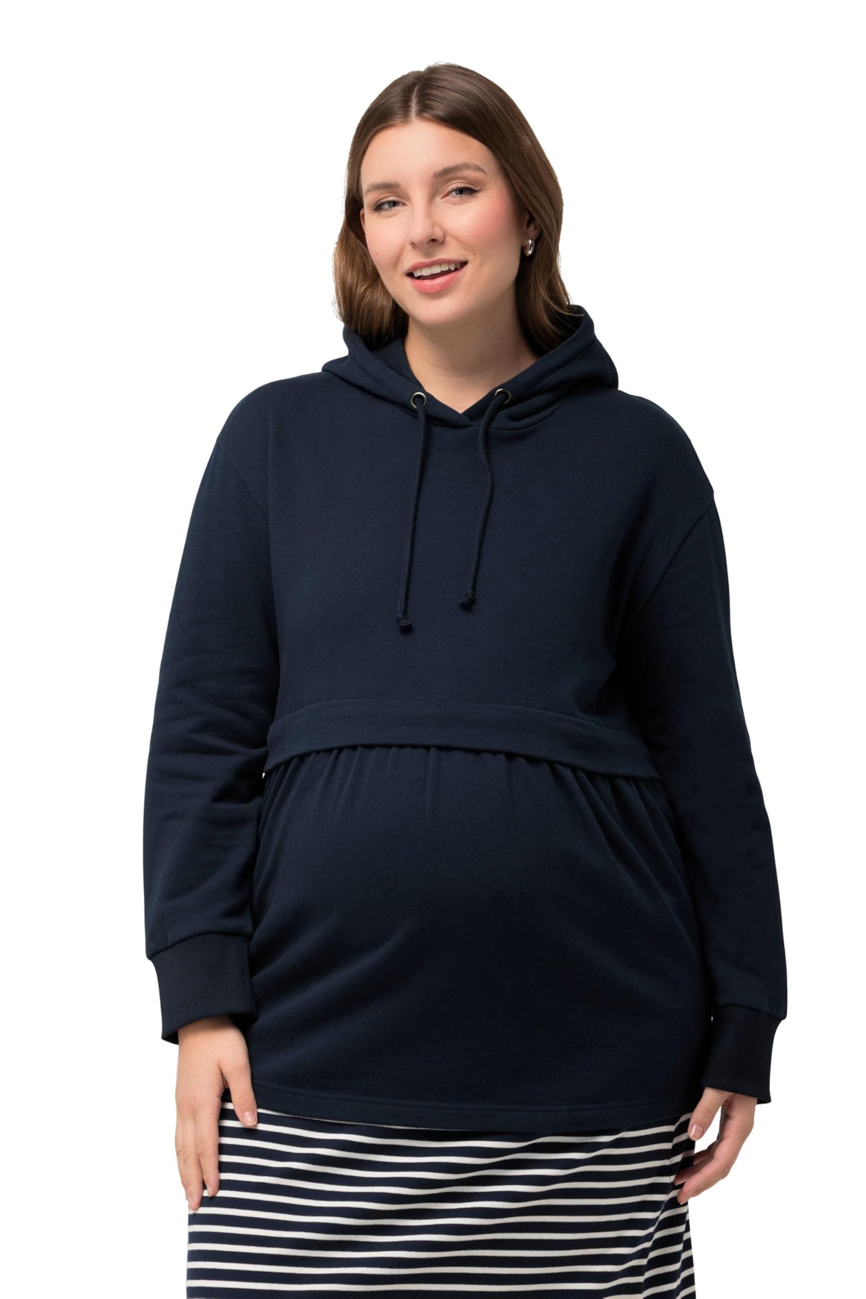 Ulla Popken Damen große Größen Übergrößen Plus Size Hoodie, GOTS, A-Line, Still-Funktion, Kapuze, Langarm, Biobaumwolle 825394