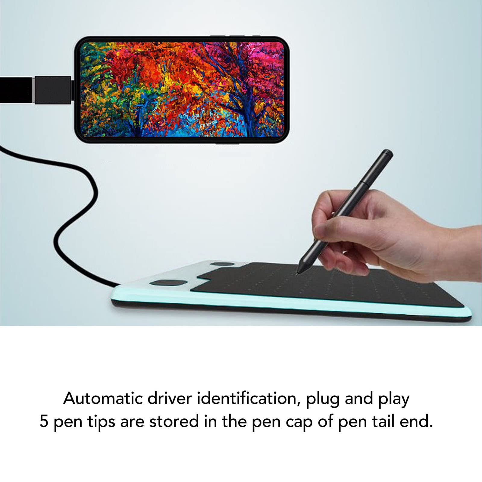 TsoLay Tavoletta Grafica, Tavoletta Grafica Elettronica Professionale Portatile con 8192 Penna Passiva di Ricarica Senza Batteria, velocità di Lettura 233/s, per Notebook, Tablet, Telefono Cellulare