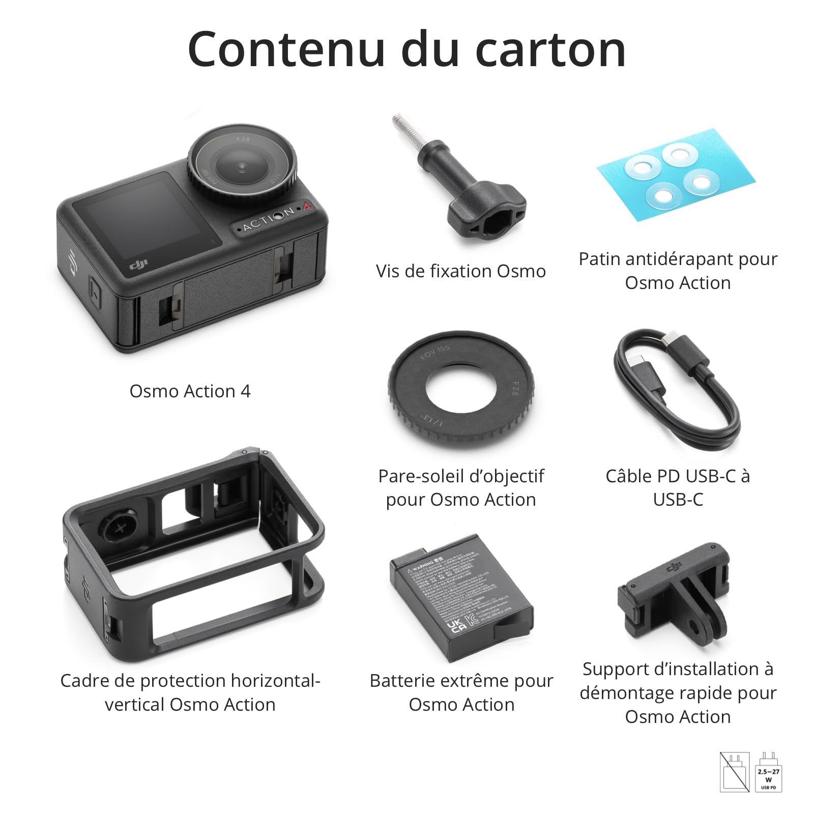 Bundle DJI Osmo Action 4 Essentiel - Caméra d’Action étanche 4K/120 IPS avec capteur 1/1,3 Pouce, des Images saisissantes en Basse lumière, des Couleurs D-Log M 10 Bits, Batterie 1 770 mAh prolongée