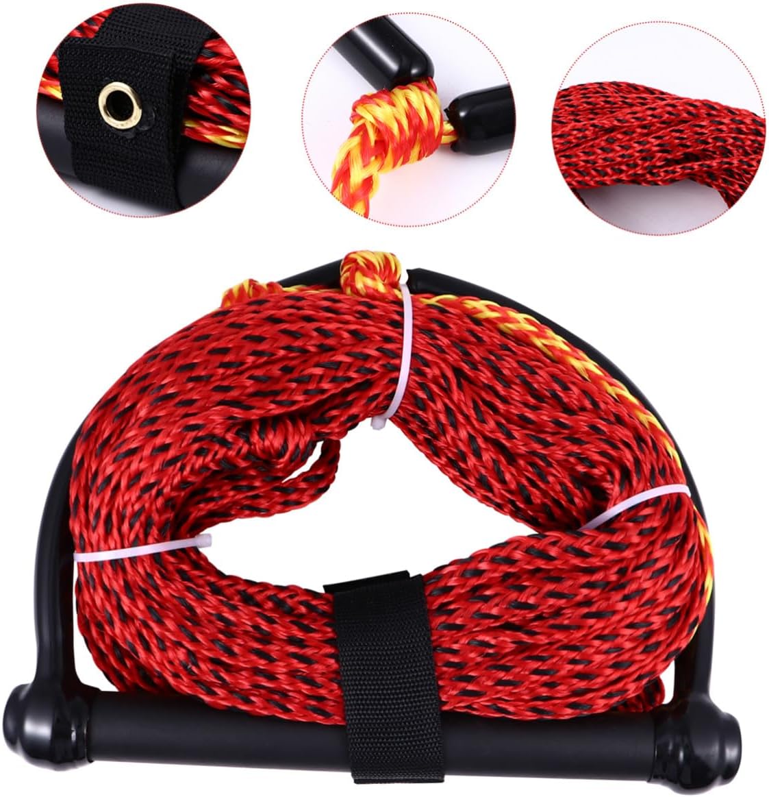 Water Ski Rope with Black Handle 1-Section Watersports Tow Rope for Wakeboard Kneeboard Boating Accessories Random Color