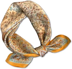 PoeticEHome Silk Neck Scarf for Women 21"x21" - 100% Mulberry Square Scarf, Soft & Lightweight with Elegant Gift Packaging