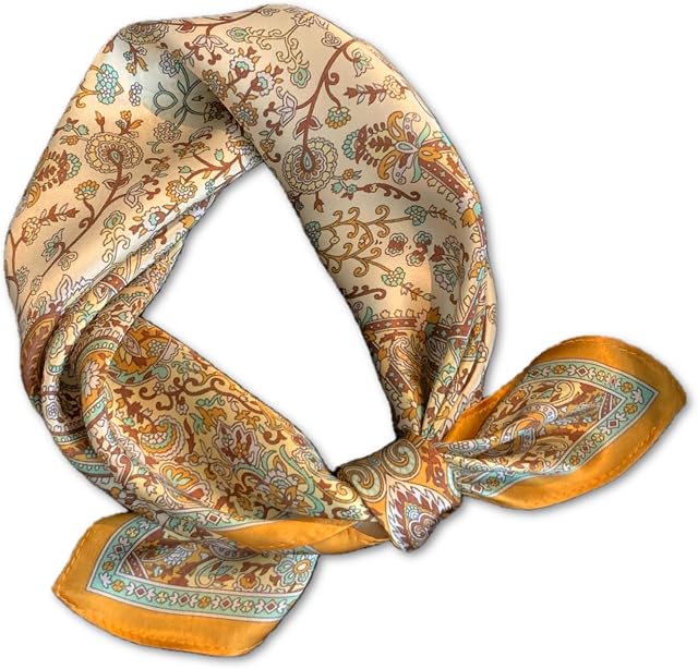 PoeticEHome Silk Neck Scarf for Women 21"x21" - 100% Mulberry Square Scarf, Soft & Lightweight with Elegant Gift Packaging