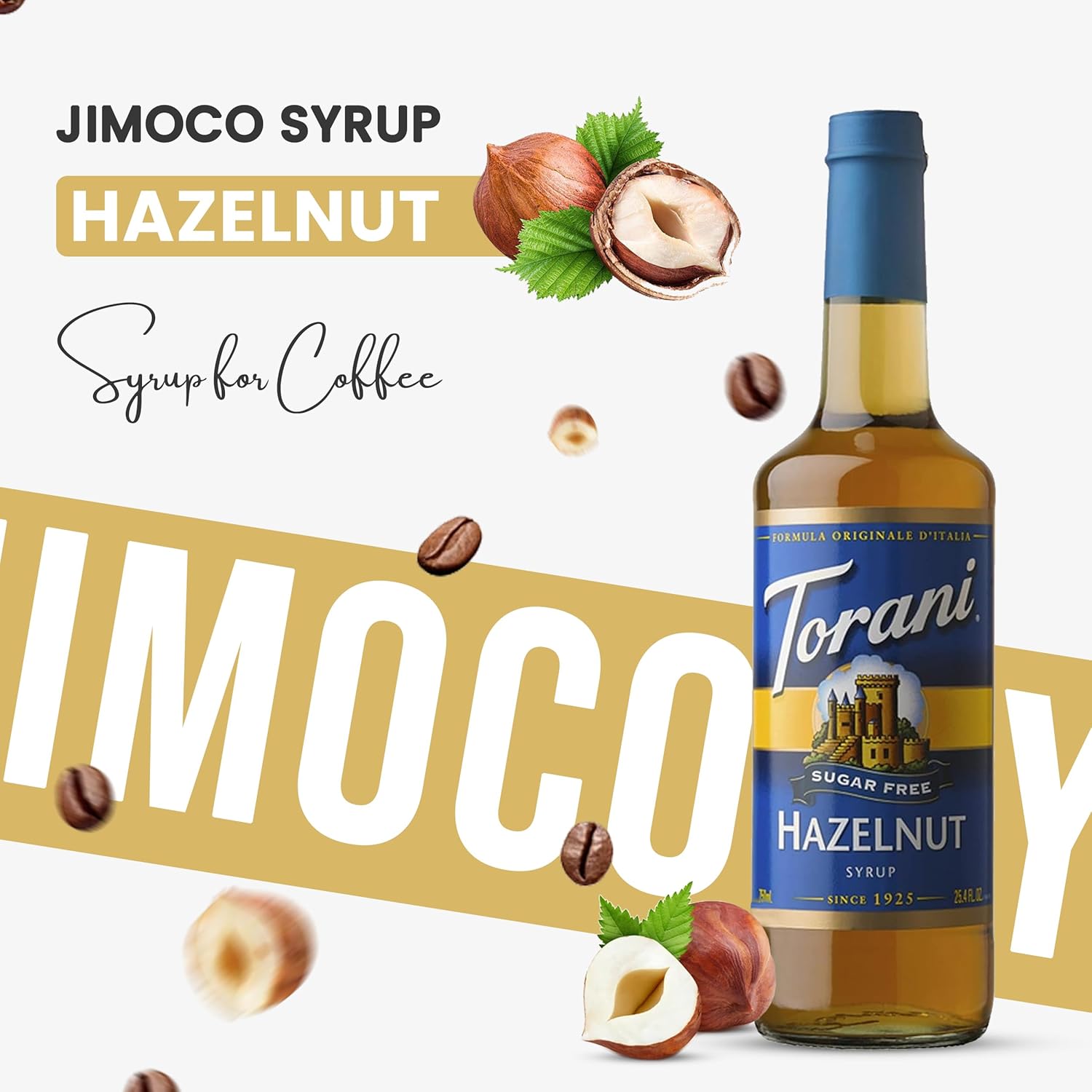 Jimoco® Syrup Pump Dispenser + Torani® Sugar Free Hazelnut Syrup, 25.4 oz - Coffee Syrup Pump & Flavoring Bundle