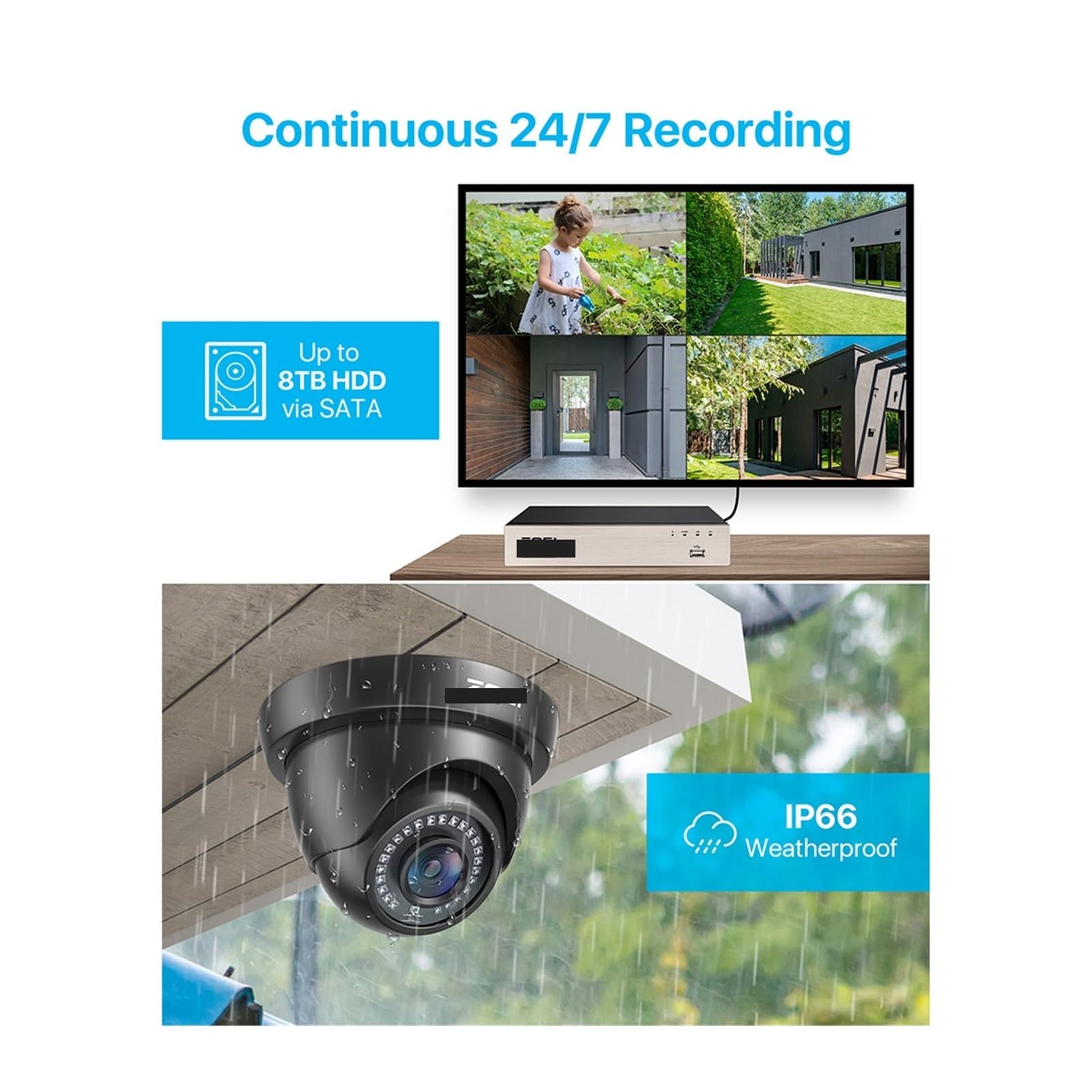 Sistema de cámara de Seguridad 8CH H.265+ 5MP Lite