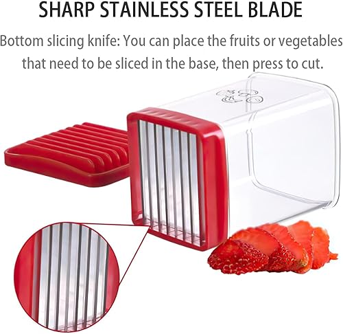 Miniatura 3 de Speed Slicer - Juego de cortadores de frutas y verduras, paquete de 2 picadores manuales de alimentos con tabla de empuje + 2 cepillos de limpieza +