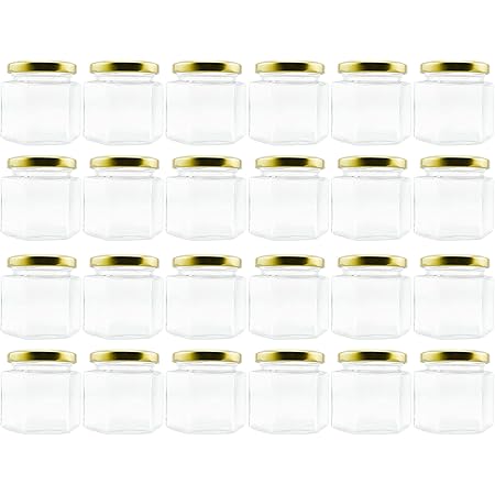 Cornucopia 4-Ounce Hexagon Jars (24-Pack); Clear Glass Bottles for Spices, Party Favors, Jams Etc