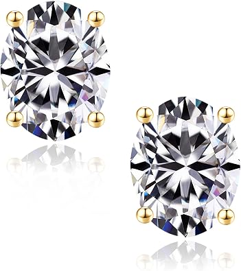 SMILEST 0.8-2CT Oval Cut Moissanite Earrings, 925 Sterling Silver | Lab Created Moissanite, VVS1 Clarity, Hypoallergenic, Anniversary Birthday Gifts, Spare Ear Backs, Exquisite PU Box Packaging