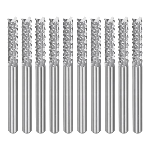 Vista 19 de uxcell 10 Uds 0.020 in Carburo End Mill Grabado Fresa Fresa CNC Router Bits para máquina PCB, vástago de 1/8