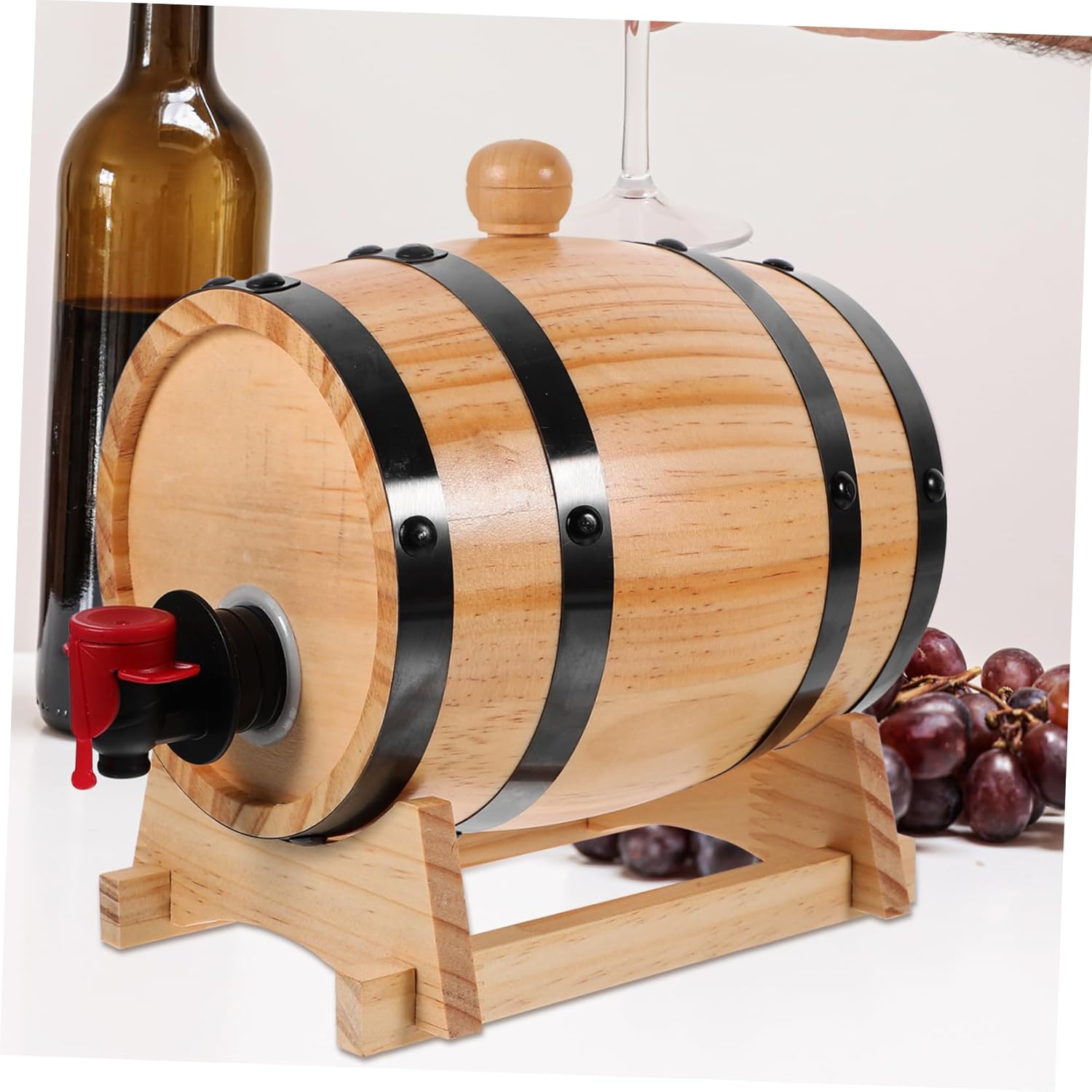 Wooden Oak Wine Barrel Multi-functional Bar Beer Aging Dispenser Sturdy Stainless Steel Wood Construction
