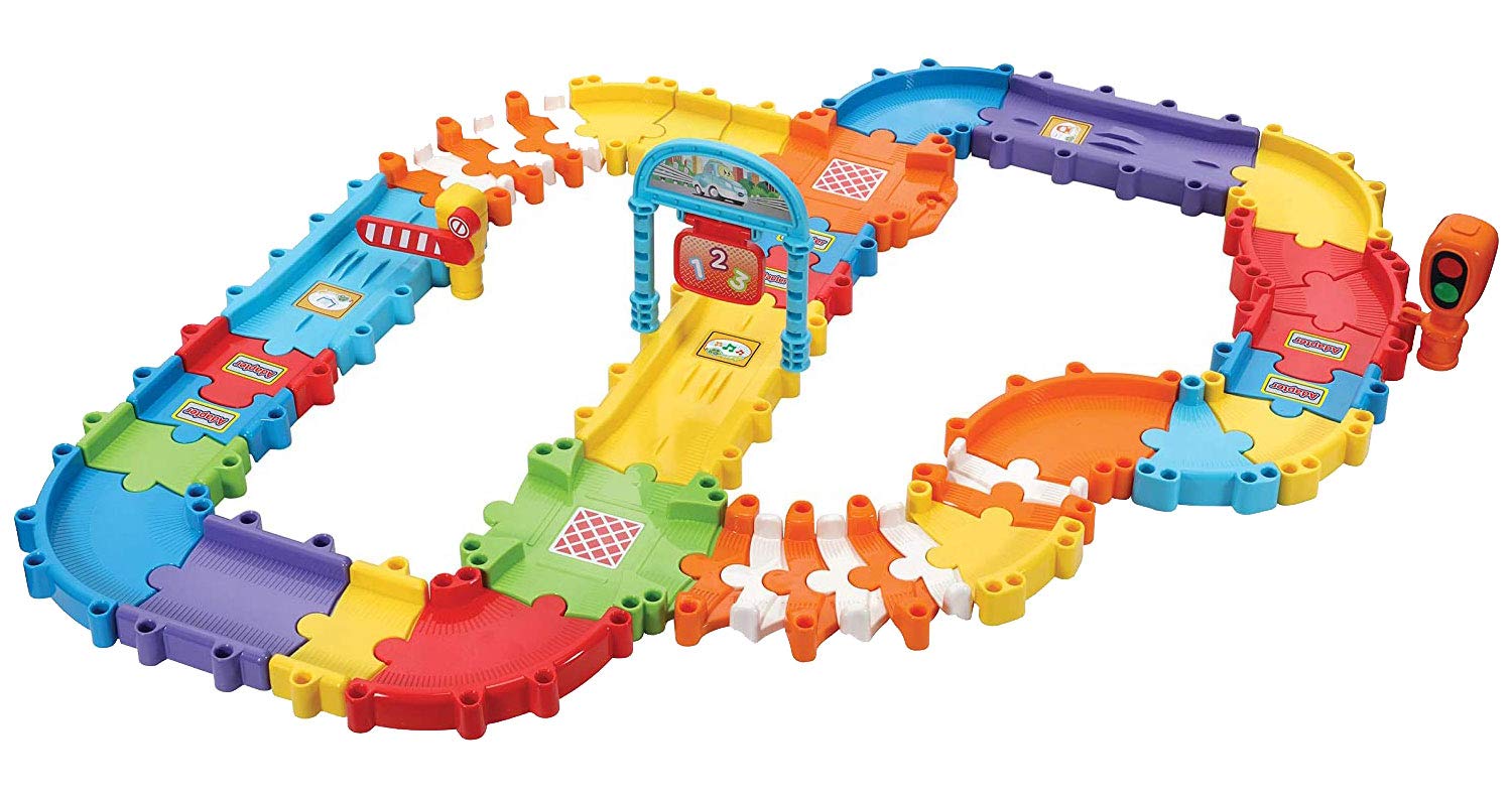 VTech Tut Tut Bolides pour bébé - Kit de Route Deluxe - Grand kit d'extension avec 46 pièces et Accessoires à Assembler - pour Enfants de 1 à 5 Ans
