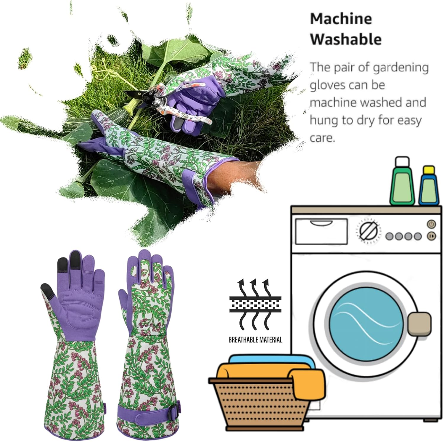 Thorn-proof Gardening and Garden Gloves,Durable Long Rose Yard Work Glove,Gifts for Men Women,Touchscreen - Image 8