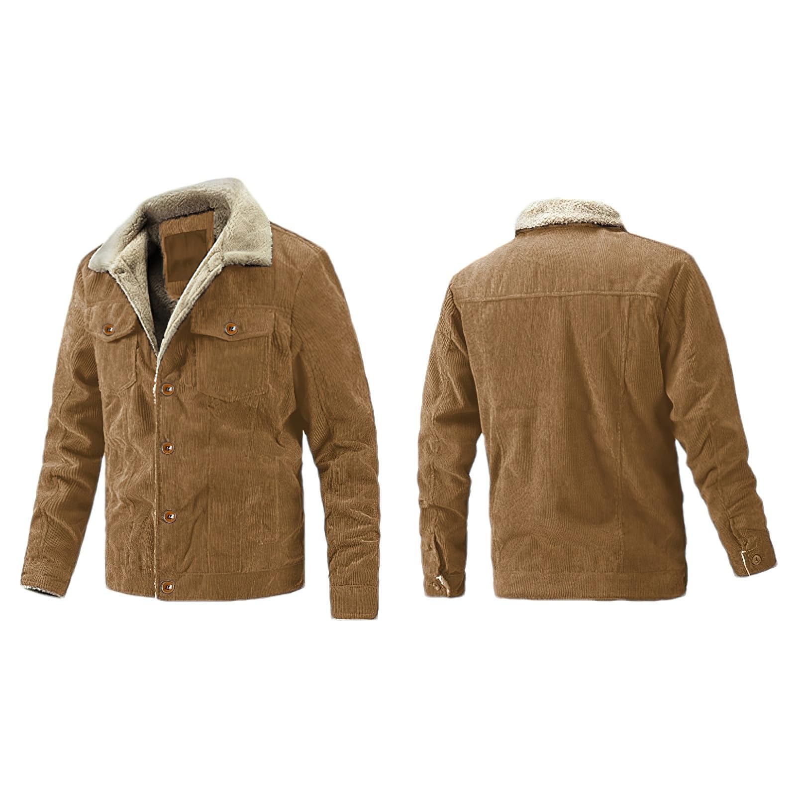 ANUFER Hombre Invierno Pana Chaqueta Forrado de Sherpa Termal Abrigo de Camionero