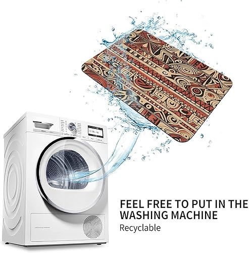 Miniatura 7 de Bath Rugs Mats Red Beige Dark Brown Art Pattern Living Room Floor Mat Secret Tribe Pattern in Bohemian Style Super Absorbent Eco-Friendly Easy to