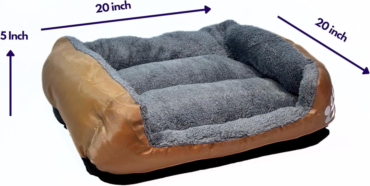 review Premium Orthopedic Dog Bed for Medium Dogs,Washable Dog Sofa Bed with Supportive Foam, Waterproof & Non-Slip Pet Sofa Bed, Ideal Comfort for Your Pooch (Gold)