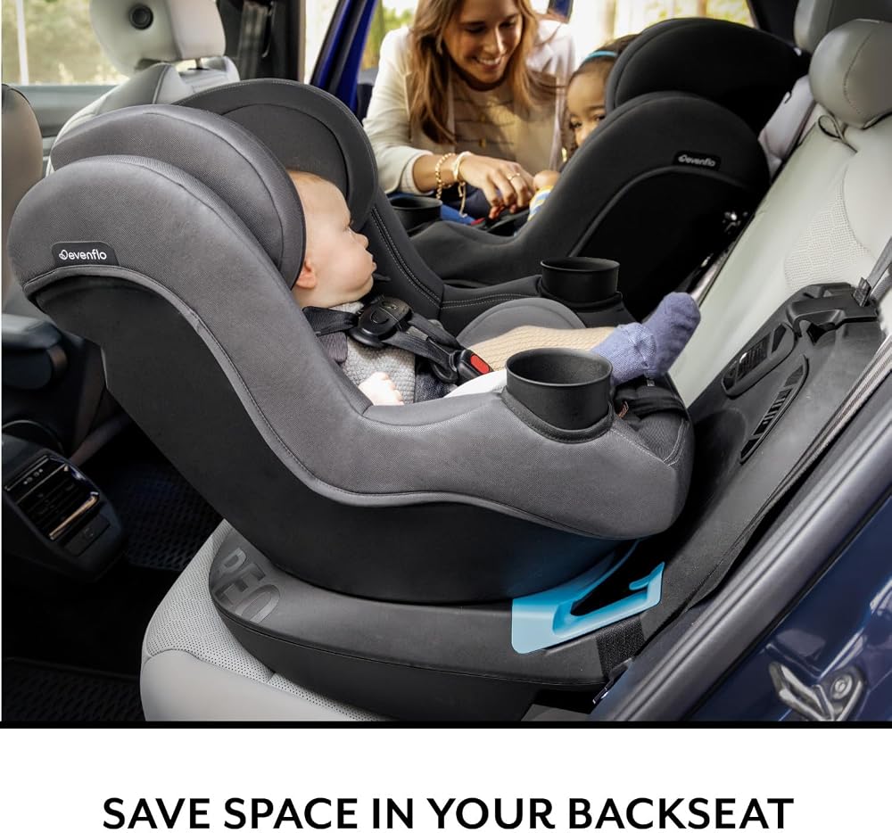 Evenflo REO by Revolve360 Rotating 2-in-1 Convertible Car Seat, 360 Degrees, Infant to Toddler, Forward and Rear Facing, Compact Design, One-time Install (Lenox)