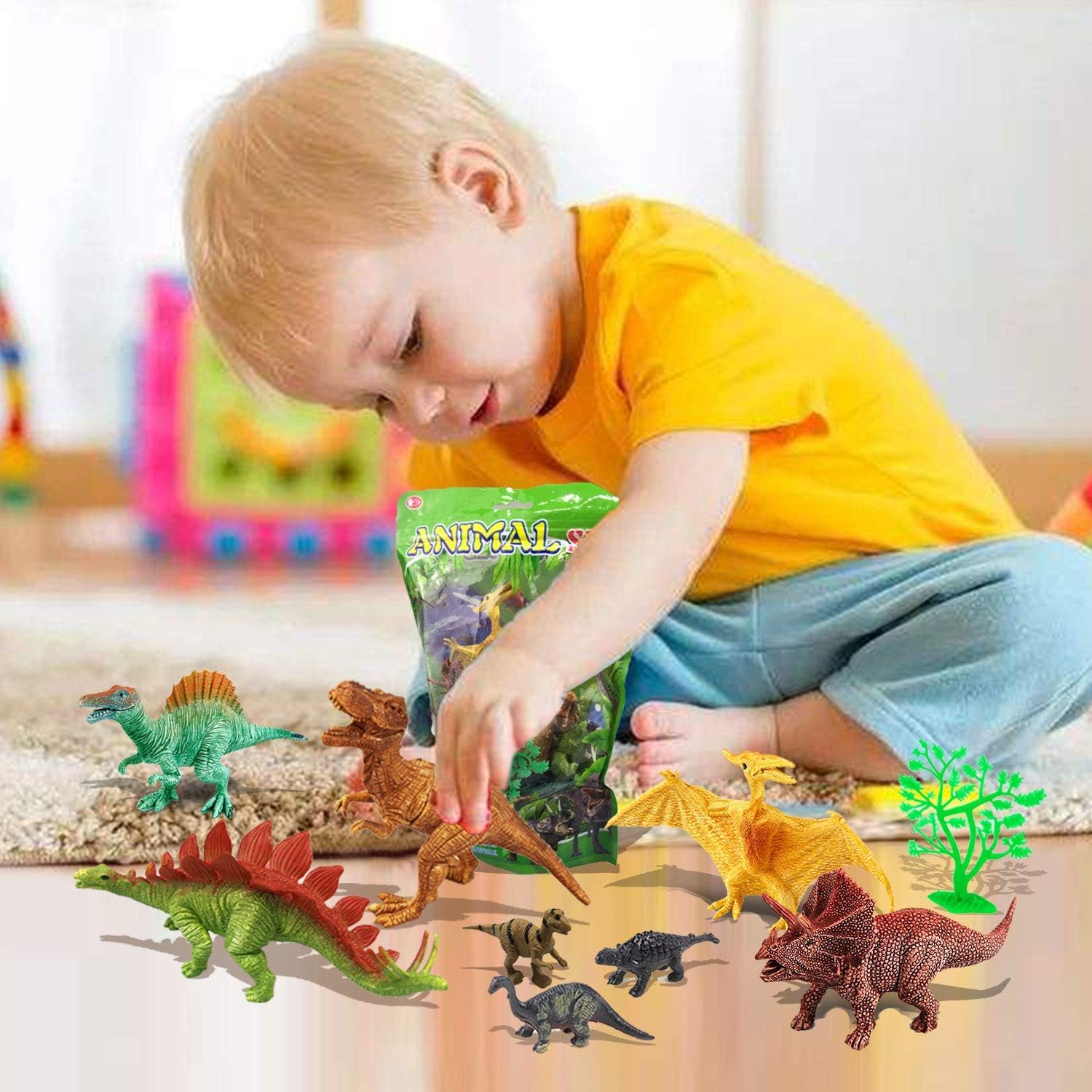 ArtRest 20 Pcs Plastic Dinosaur Toy Set