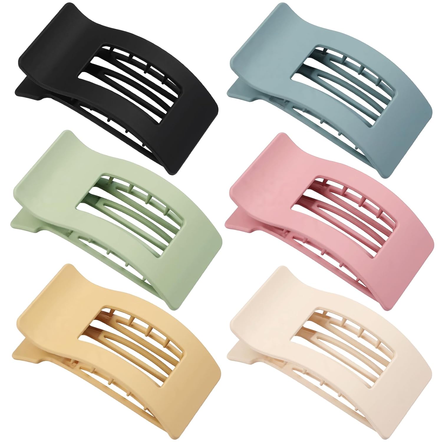 French Flat Hair Clips for Women 6pcs Hair Claw Clips for Thick or Thin Hair Matte Claw Clips for Girls Barrettes Non-Slip Strong Hold Hair Accessories for Women (Light Colorful) - Image 8