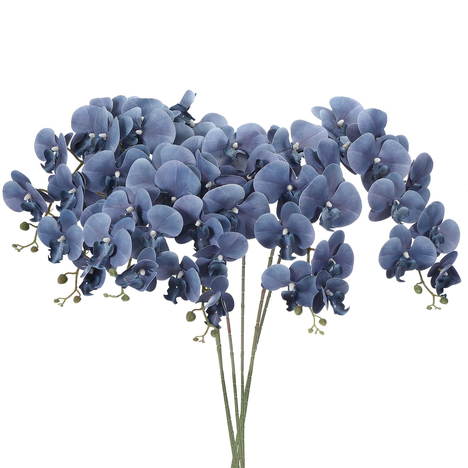 PATIKIL 6 Stück Orchideen Künstlich, 105 cm 9 Köpfe Kunstblume Orchideenzweig, Künstliche Orchideenstiele Faux, Phalaenopsis Kunstzweig Deko, für Vase Zuhause Hochzeit, Dunkelblau