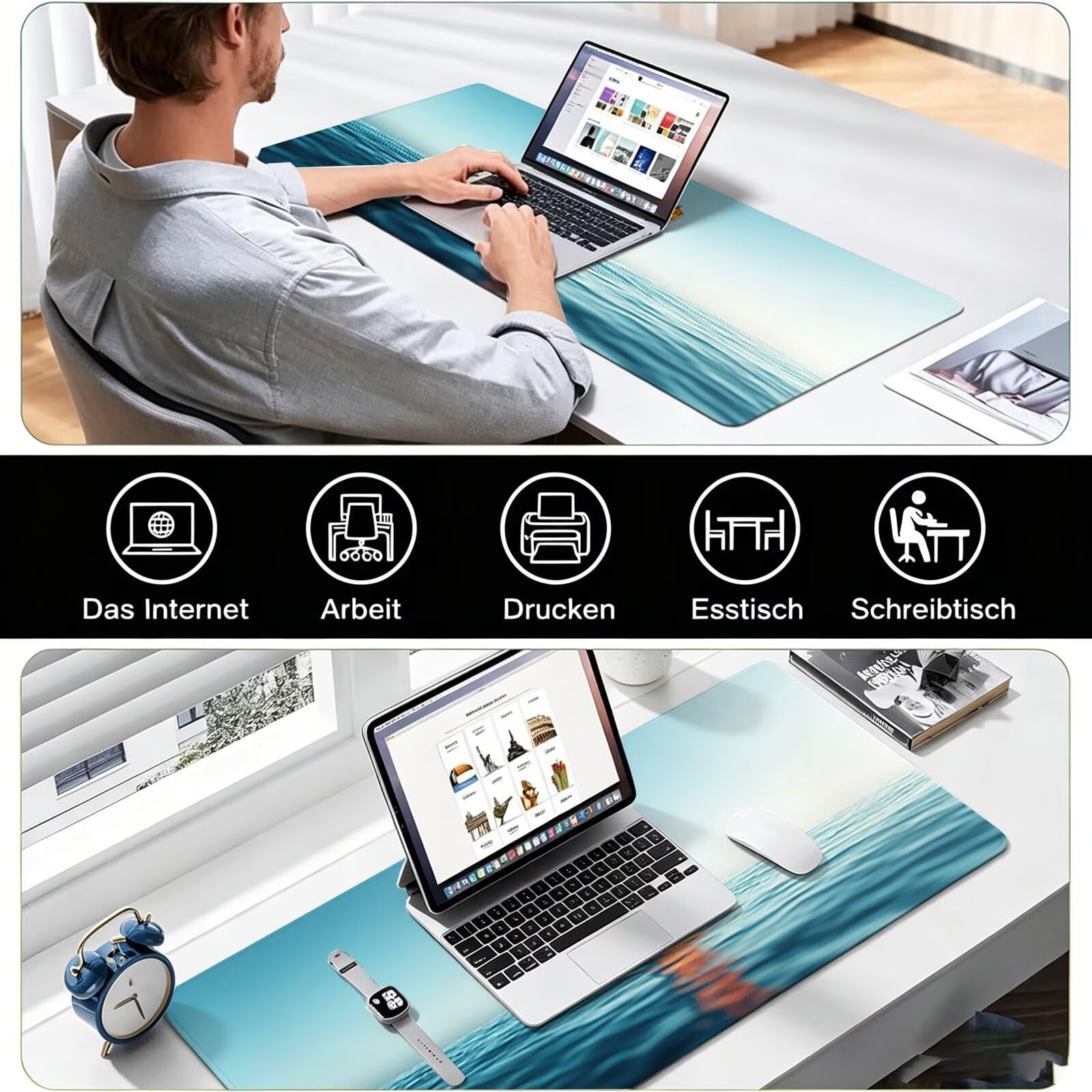Tappetino Mouse Gaming, 1200x600mm Tappetino Mouse XXL Barca 0c0-145 | Mouse Pad Grande, Ottimizzato per i Sensori da Gioco, Migliora Precisione e Velocità, per Mac e PC, mare(2)