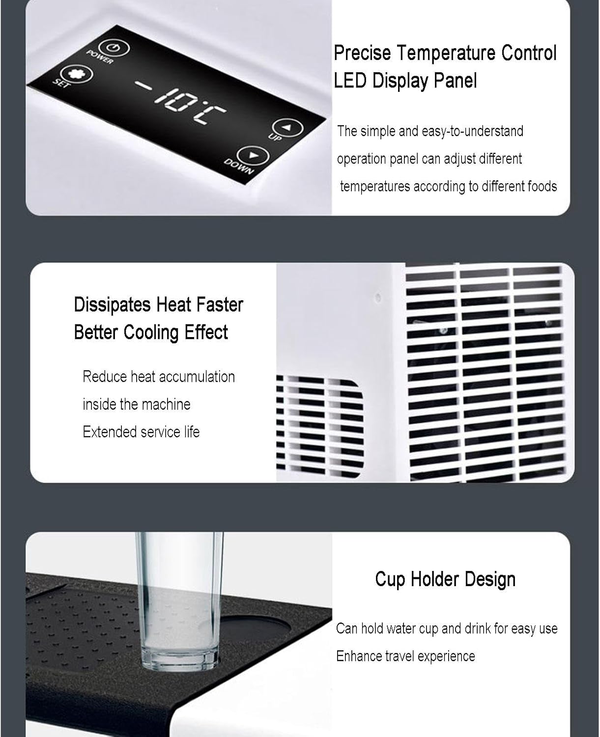 Car Refrigerator, Outdoor Compressor Car Refrigerator Portable Freezer Fridge 12V/24/V Electric Coolers for Truck Van RV Camper SUV Travel Camping Road Trips