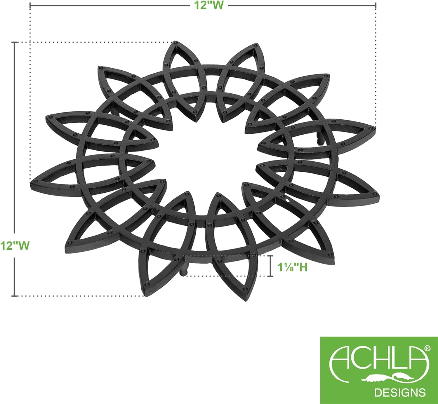 12" Flower Wrought Iron Trivet, Pack of 2