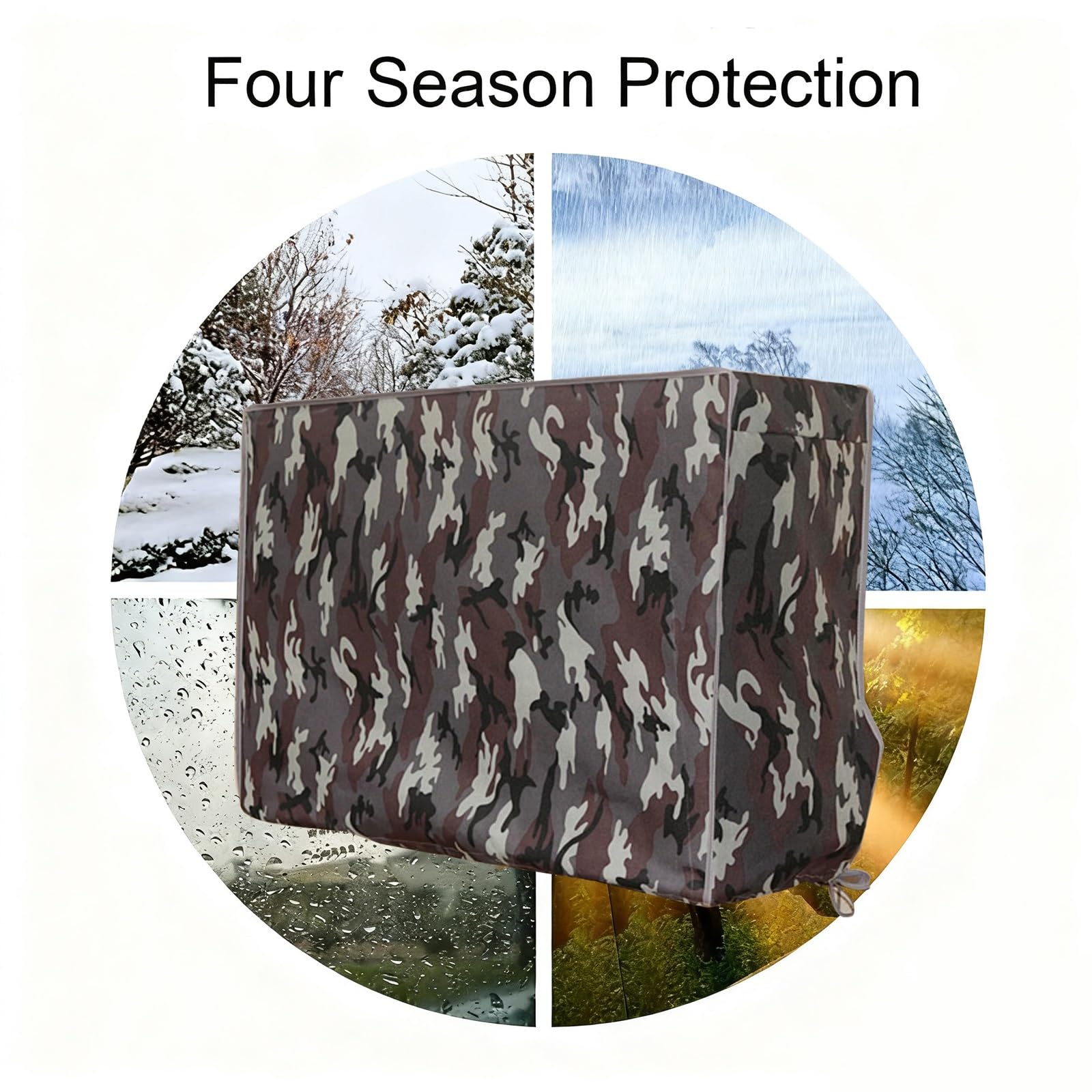 Funda para unidad de aire acondicionado con patrón ufla de tela gruesa de buey de 5 lados, protege todas las estaciones, uso al aire libre (gris, 96 x 70 x 40 cm, 96,5 x 71,1 x 40,6 cm)