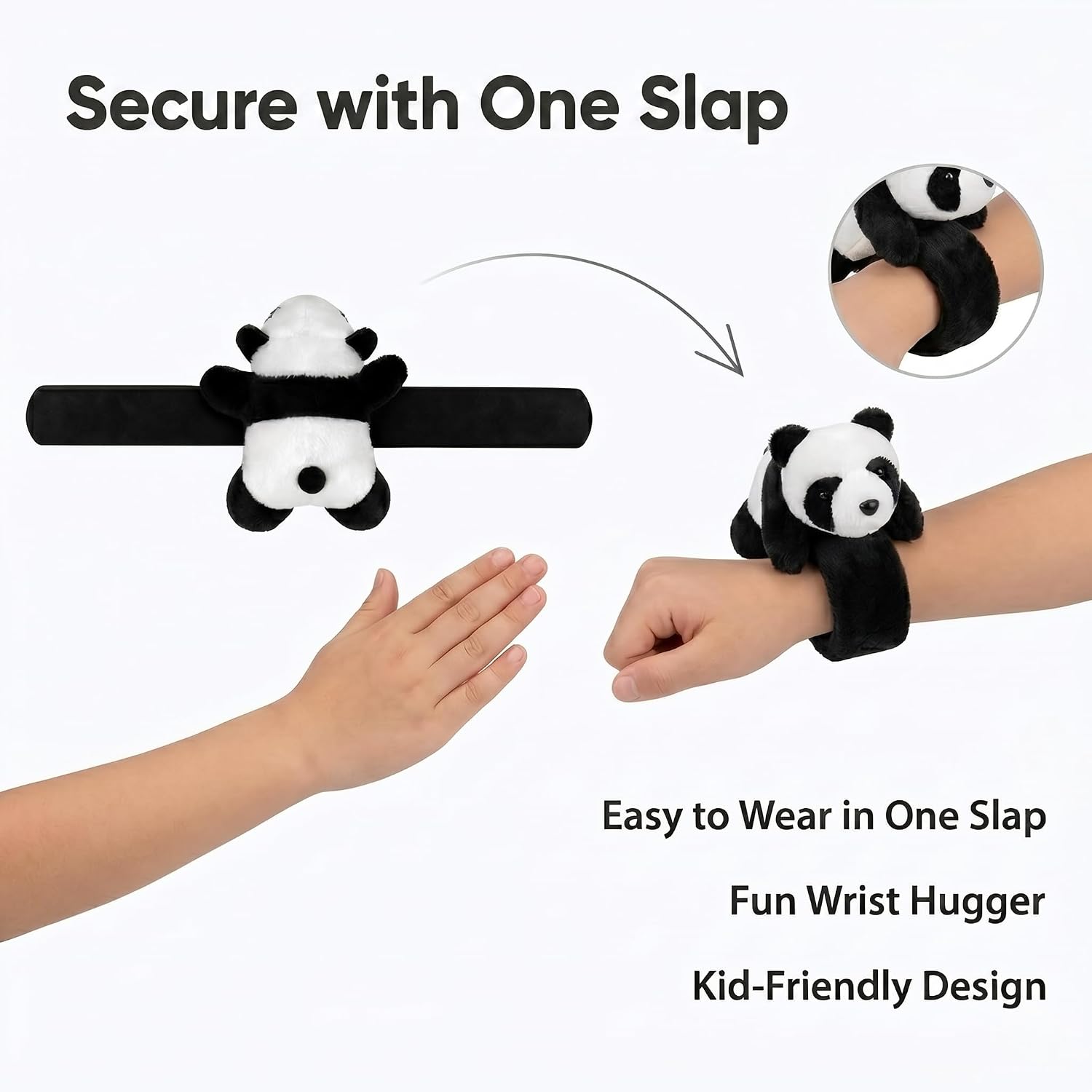 jarbins 1 PC Animal Slap Bracelets Stuffed Animal Panda Huggers for Children Birthday Party Favors Wristband Kids Plush Toys Snap Bracelets