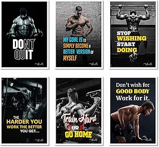 Poster Pack | Bodybuilder Motivational Quotes Wall Posters | Workout And Bodybuilding Motivational Posters For Gym, Home, Room Wall Decor (Pack of6 Posters) 13X19 Inch, Multicolor