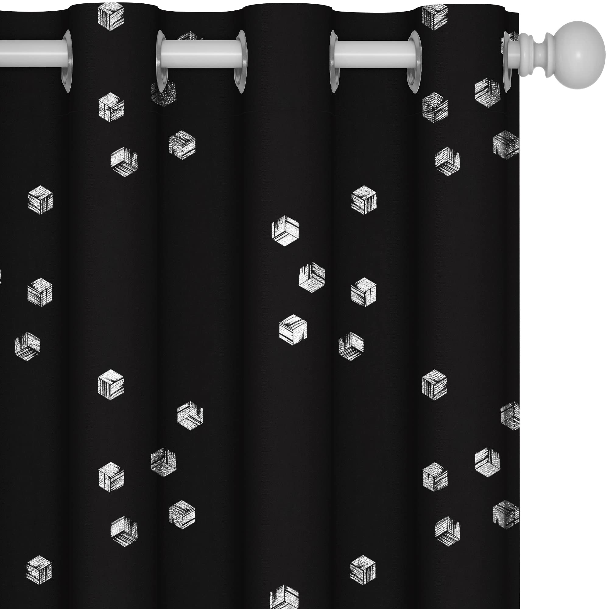 Deconovo Decorative Silver Dotted Line Foil Printed Blackout Curtains Thermal Insulated Curtains Eyelet Curtains for Baby Nursery 52 x 54 Inch Light Grey 2 Panels — view 33