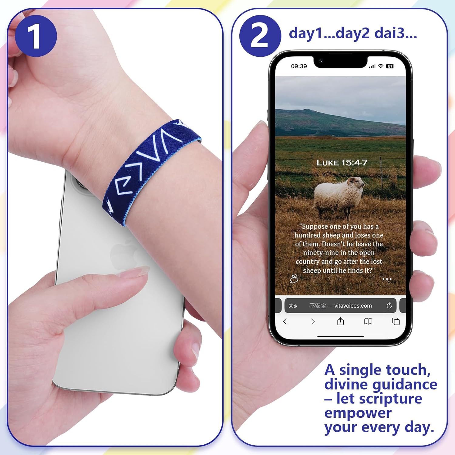 Christian Daily Bible Verse Bracelets: Scan Wearable Scripture Christian Bracelet for Men Women - Faith Prayer Gospel Wristbands Daily Bible Verse Bracelet God Jesus Wrist Band Religious Gifts for Men - Image 4