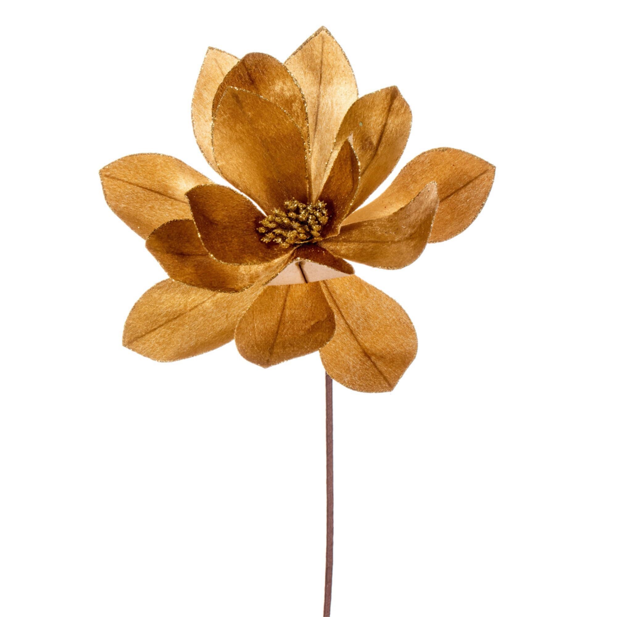 Vickerman Lot de 4 tiges de Poinsettia en Velours doré Brillant de 55,9 cm, par Sac.