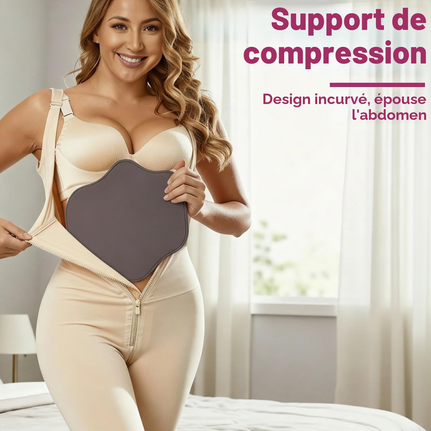Planche de Compression Abdominale,Aplatissement du Ventre,Prévention de L'inconfort,après liposuccion post-chirurgie liposuccion Plaque Abdominale en Mousse(Gris)