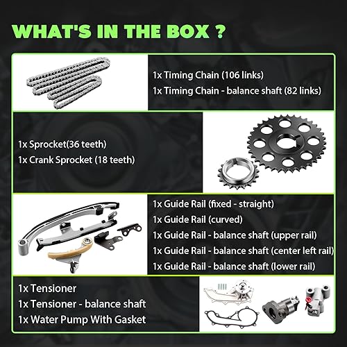 Miniatura 2 de SCITOO Kit de cadena de distribución del motor con bomba de agua - 94196S-G CTKTO38 TK939 9-4196S AW9293 WPTO020 apto para 96-00 para Toyota 4Runner