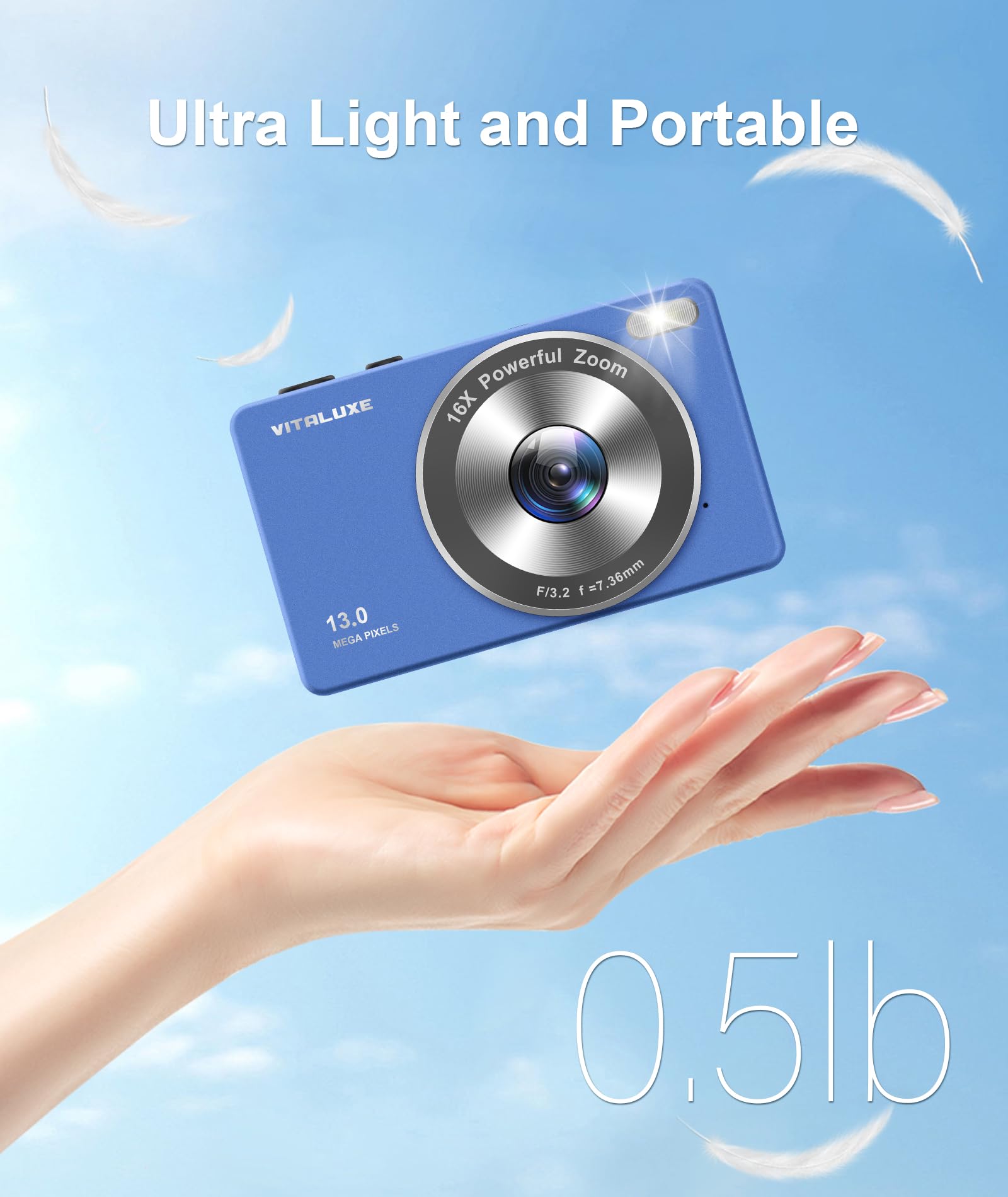 Amazon | 4Kデジタルカメラ、VITALUXE FHDキッズカメラ、リアル13MP 16