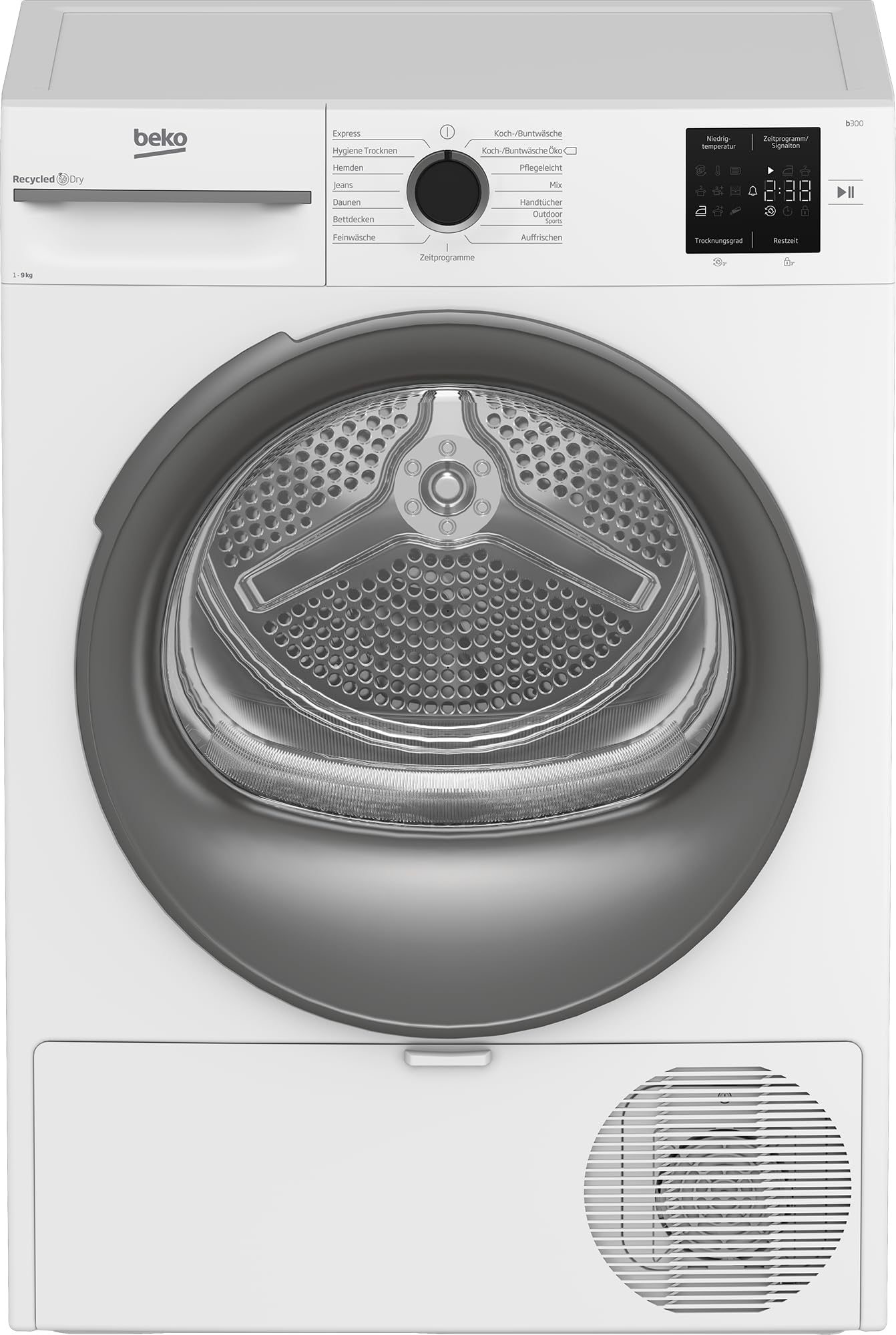 Beko BM3T39210W1 Wärmepumpentrockner, Wäschetrockner, 9 kg, allergikergeeignet, Hygiene Trocknen & Hygiene Auffrischen, 15 Programme, Express, Weiß