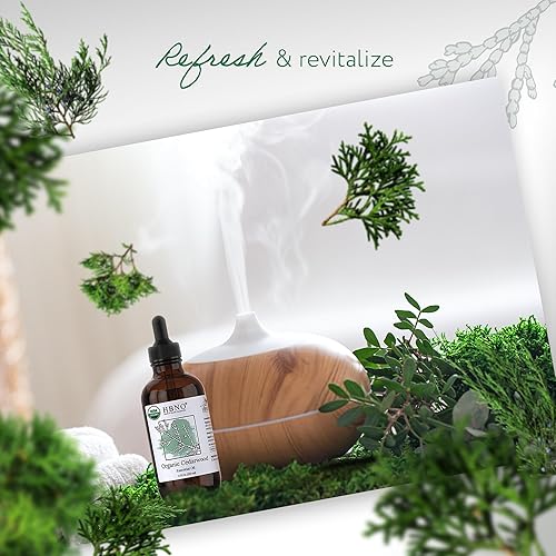 Miniatura 6 de HBNO Aceite Esencial de Cedro Orgánico - Enorme Tamaño de 4 oz (120ml) - Aceite Esencial de Cedro Orgánico Certificado por USDA para Aromaterapia,