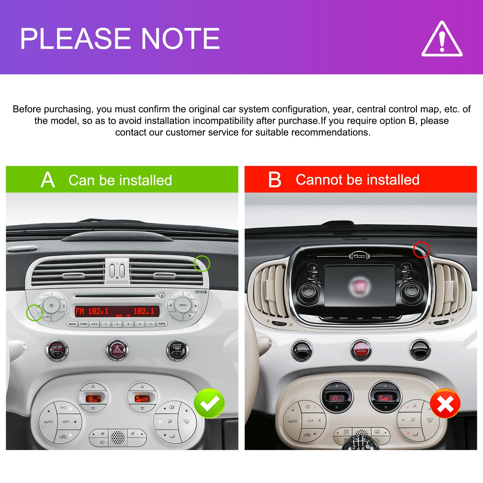SIXWIN 8 Core 4+64G Android 15 Autoradio per FIAT 500 2007-2015 con CarPlay/Android Auto/DSP,7 Pollici HD Schermo Navigatore GPS WiFi Bluetooth 5.0 USB FM RDS Radio Mirror Link +32 Bande EQ(Bianco)