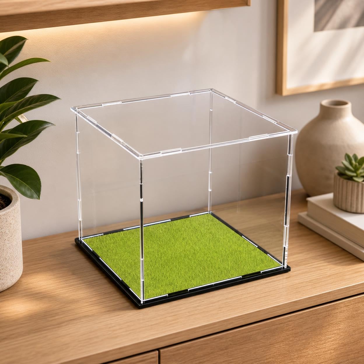 Contenitore Portaoggetti in Acrilico Scatola Teche Supporto Base Inserti Vetrina con Sintetica Funzione Organizza E Espone Palle Materiale Acrilico Adatto per Hobby , 21*21*21cm