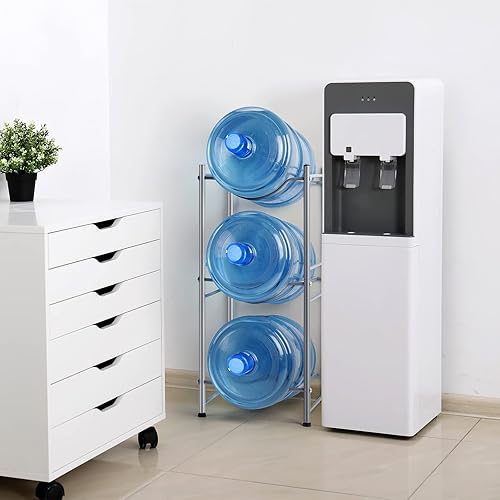 Miniatura 7 de Soporte para botellas de agua de 5 galones, enfriador de agua, para almacenamiento de 3 botellas, desmontable y resistente, organizador de jarra de