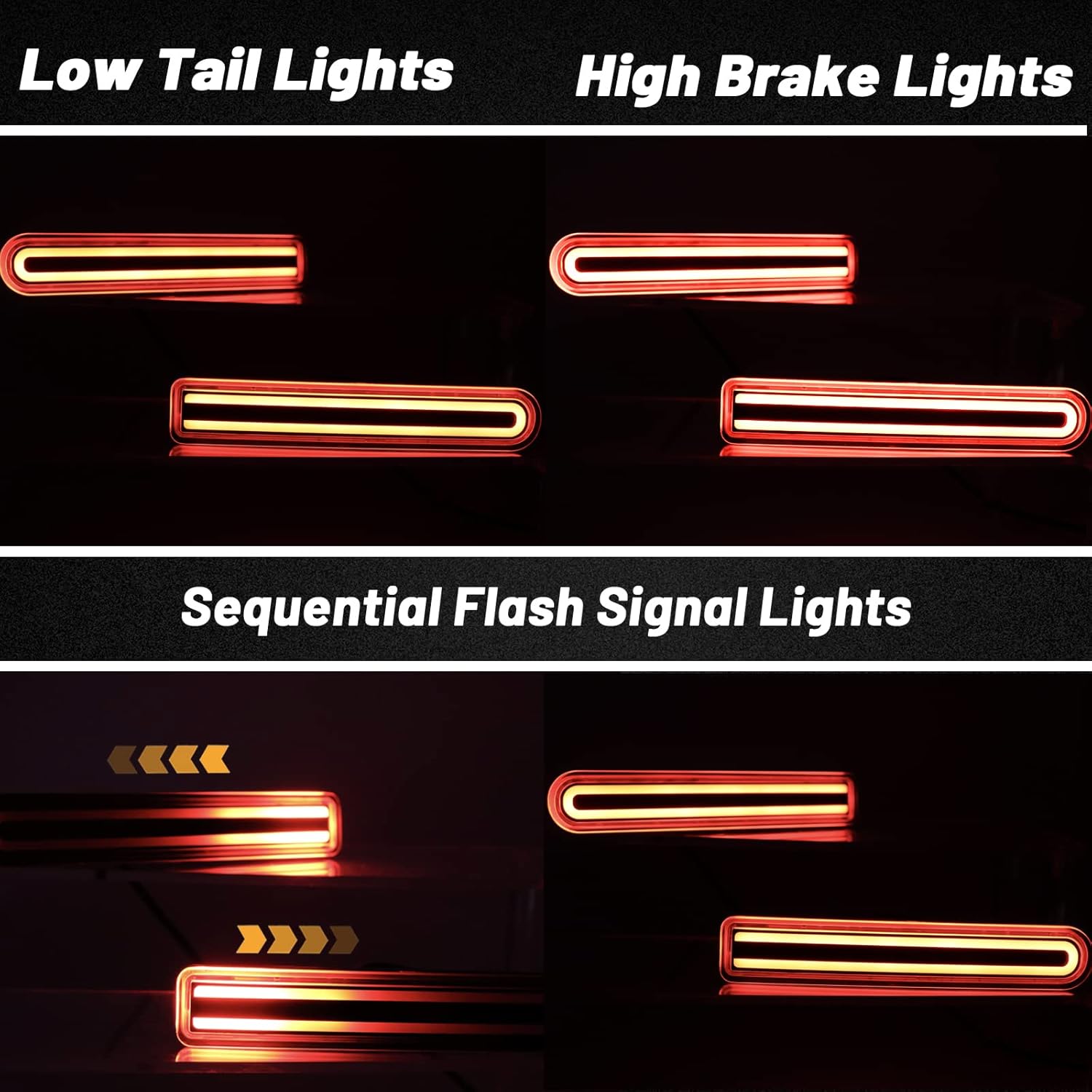 DRL Red Lens LED Rear Fog Daytime Running Lamp Dynamic Sequential LED Turn Signal Light Function Compatible with Toyota FJ Cruiser 2007-2022 Accessories