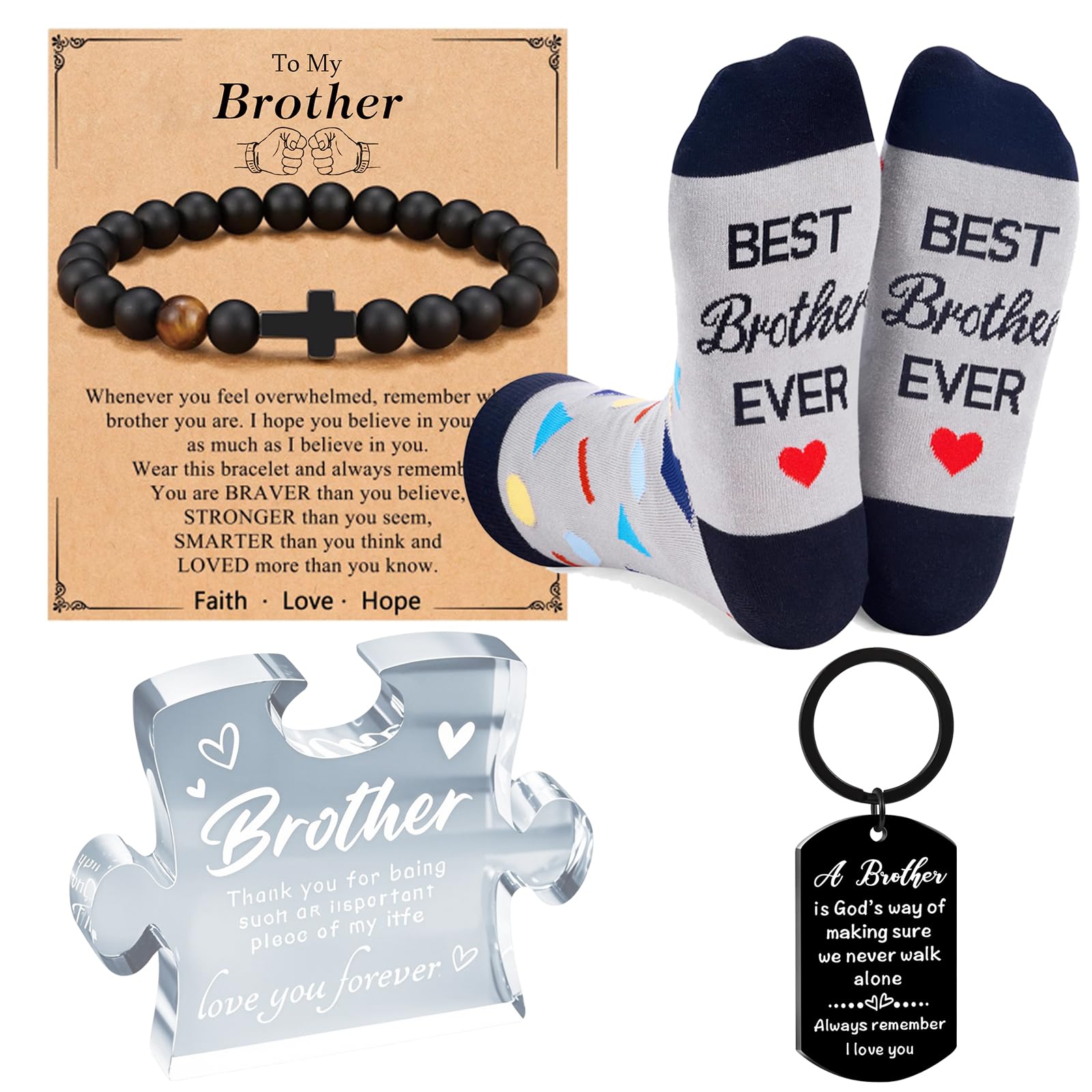Brother Gifts from Sister - 4PCS Funny Birthday Gift for Brothers, Christmas Gift for Brother Men
