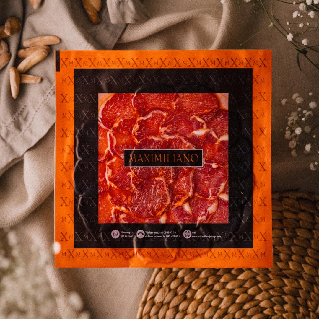 Maximiliano Jabugo - Lomo de Bellota 100% Ibérico | Estuche 80gr Loncheado | Adobo Tradicional con Pimentón | Curación Natural en Jabugo | Embutido Ibérico Gourmet