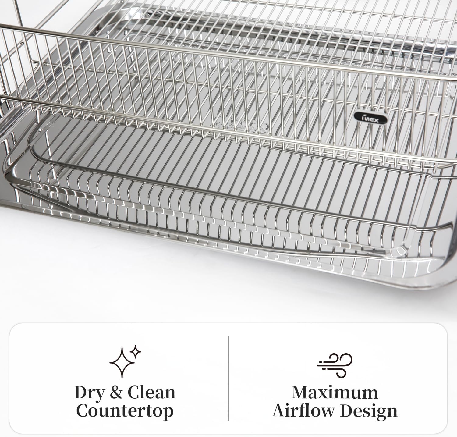 Solid Dish Rack (Stainless Steel, 7.2" H x 19.8" W x 14.7" D)