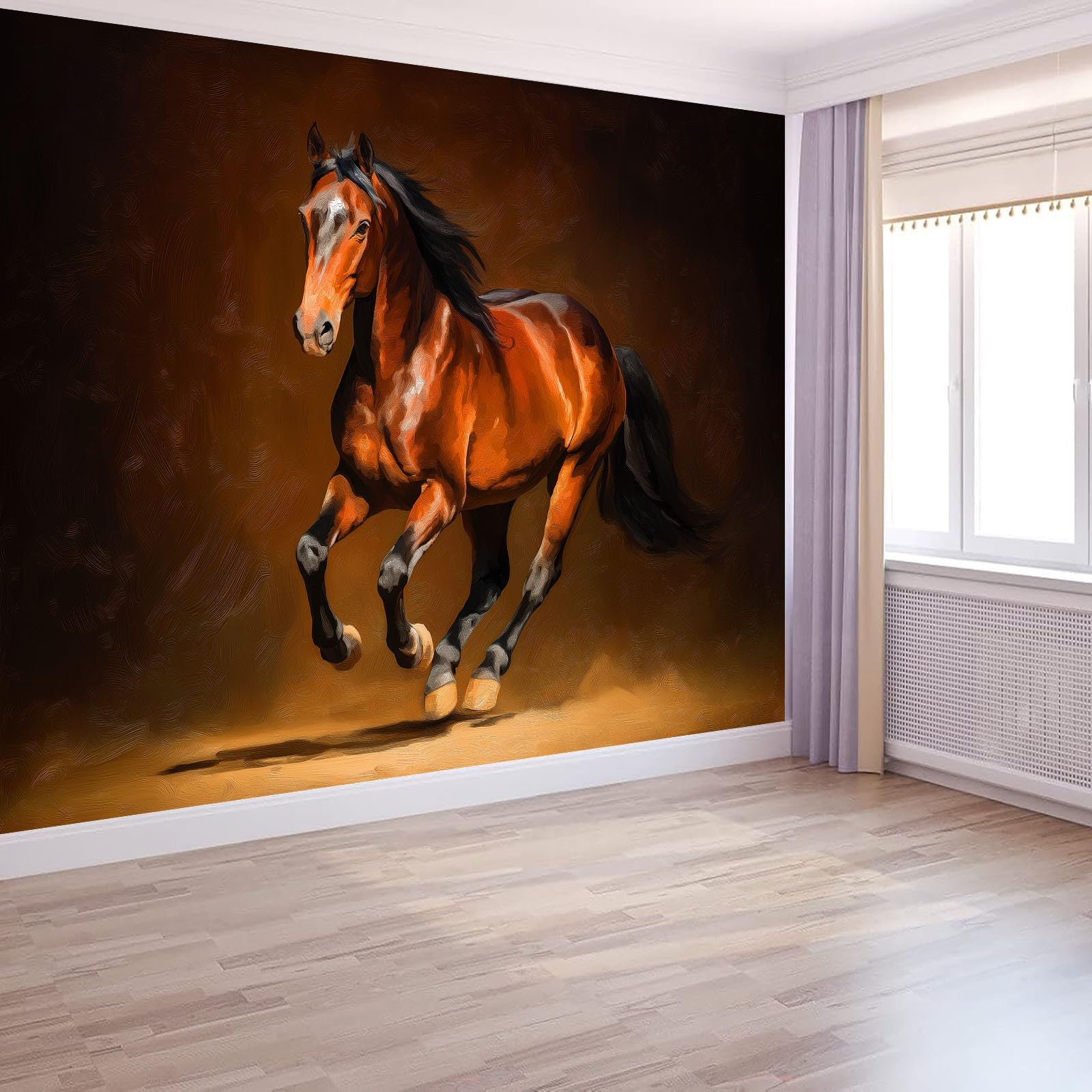 Fototapeta z włókniny, zwierzęta, konie, brązowa, tapeta ścienna, salon, sypialnia, biuro, korytarz, 450 x 315 cm, tapeta do pokoju dziecięcego, dla chłopców i dziewczynek