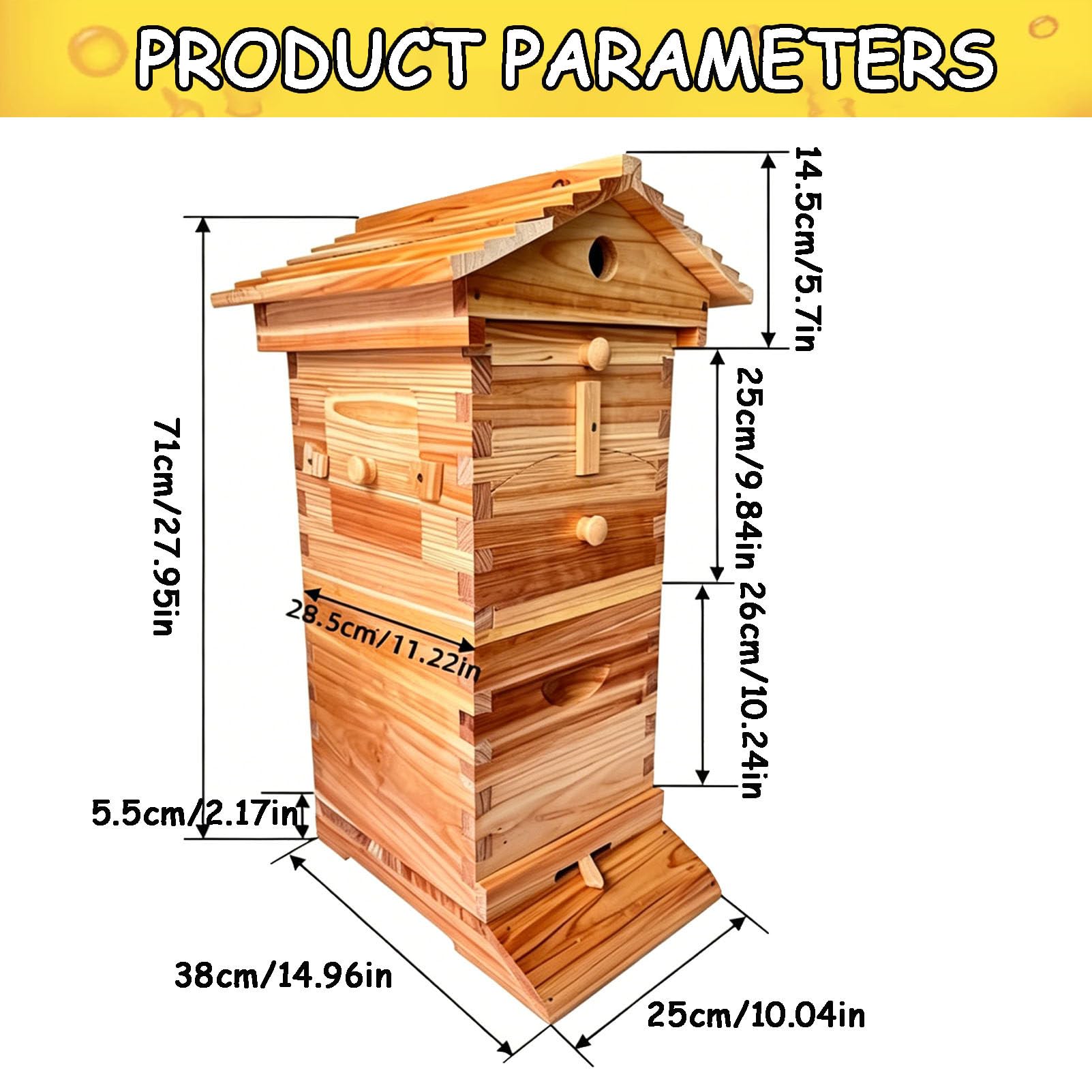 Kit per Apicoltura Flow Hive, arnia in Legno Completa con telaini a Flusso Automatico di Miele, Non è Necessario l'affumicatore per l'apicoltura Domestica